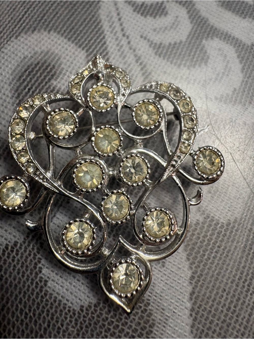 Emmons Silver Ornate Filigree Brooch - Elegant Women's Pin